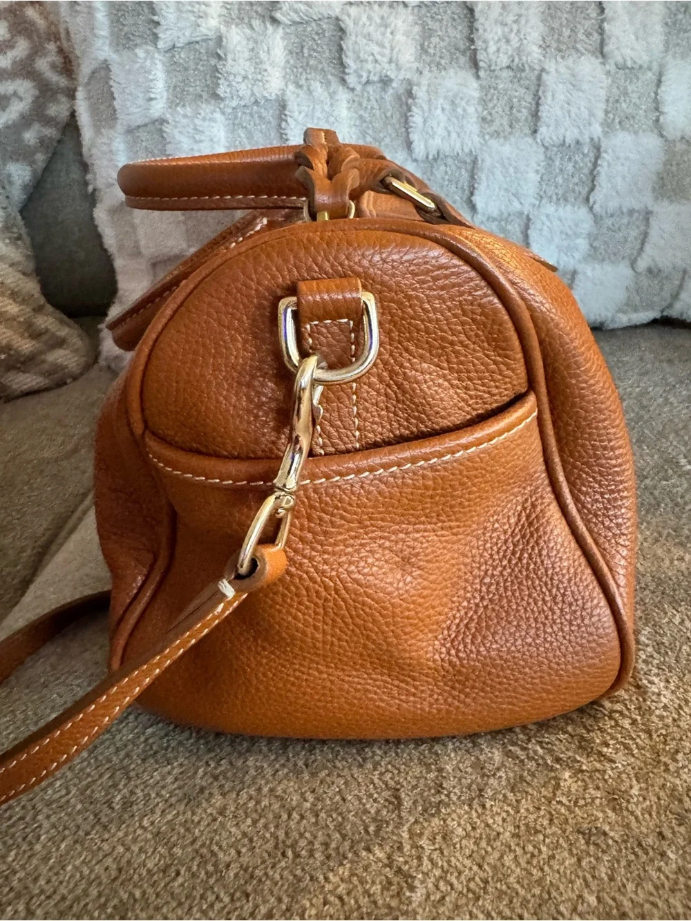 Dooney & Bourke Brown Pebbled Leather Satchel